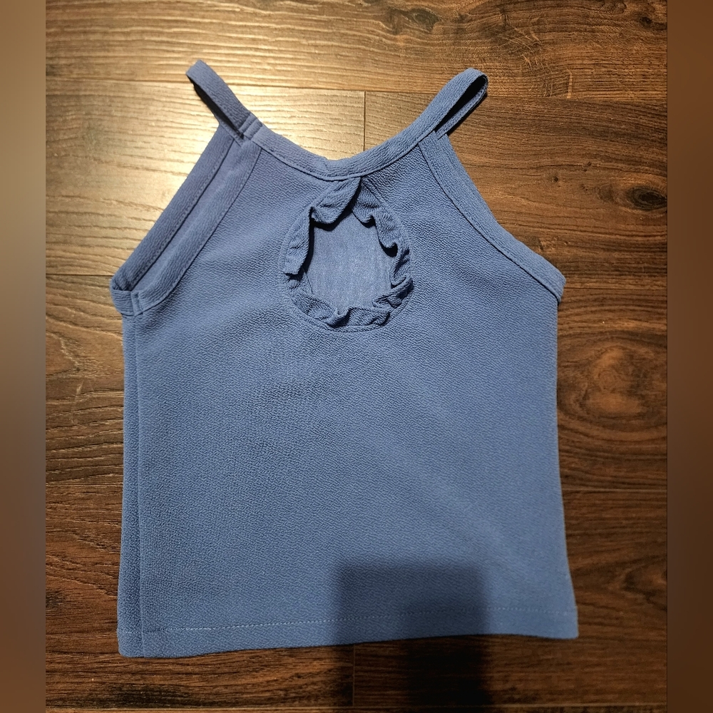 Sally Miller Couture Periwinkle blue keyhole back sleeveless top girls Xtra Larg